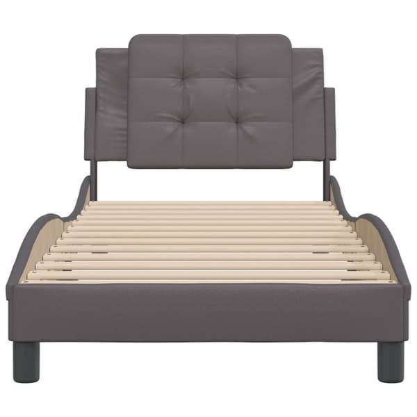 vidaXL sengeramme med sengegavl 90x190 cm kunstlæder grå