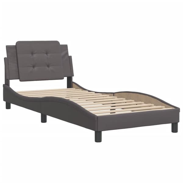 vidaXL sengeramme med sengegavl 90x200 cm kunstlæder grå