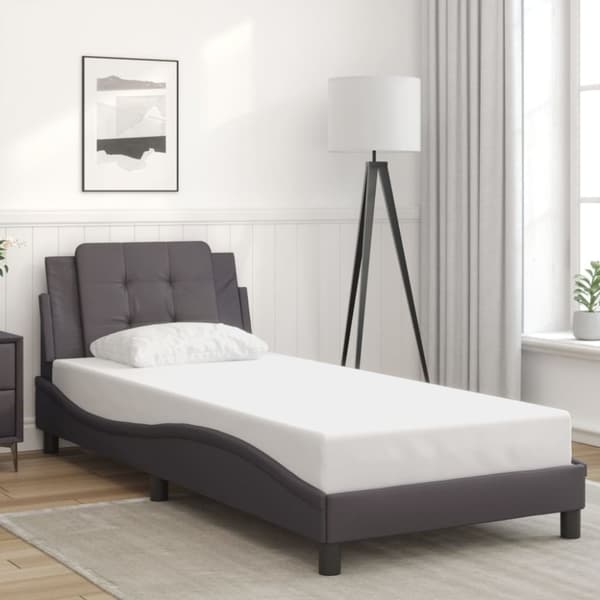 vidaXL sengeramme med sengegavl 90x200 cm kunstlæder grå