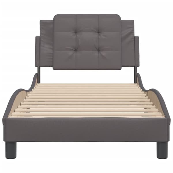 vidaXL sengeramme med sengegavl 90x200 cm kunstlæder grå