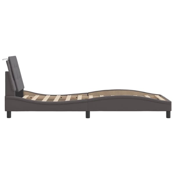 vidaXL sengeramme med sengegavl 90x200 cm kunstlæder grå