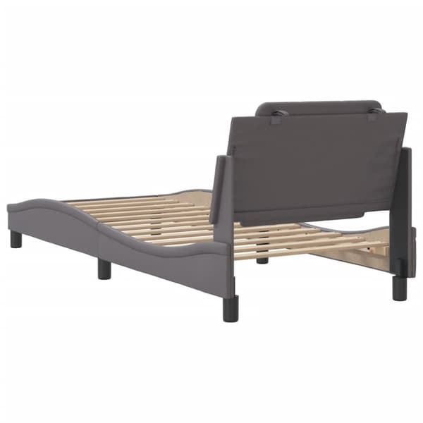 vidaXL sengeramme med sengegavl 90x200 cm kunstlæder grå