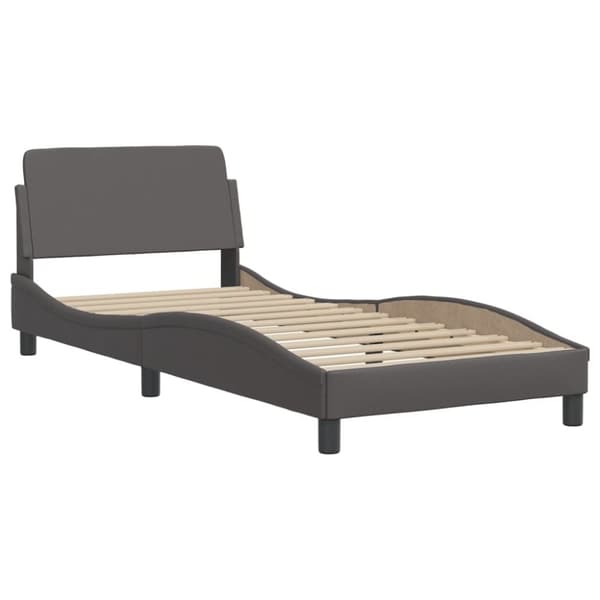 vidaXL sengeramme med sengegavl 90x200 cm kunstlæder grå