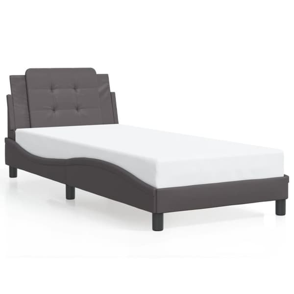 vidaXL sengeramme med sengegavl 90x200 cm kunstlæder grå