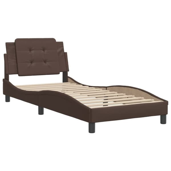 vidaXL Sengeramme med hodegavl brun 100x200 cm kunstlær