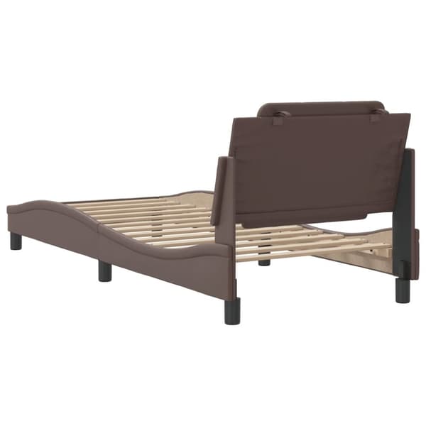 vidaXL Sengeramme med hodegavl brun 100x200 cm kunstlær