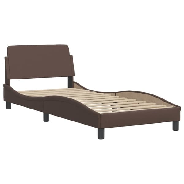vidaXL Sengeramme med hodegavl brun 100x200 cm kunstlær