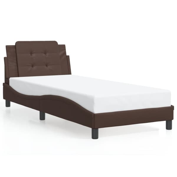 vidaXL Sengeramme med hodegavl brun 100x200 cm kunstlær
