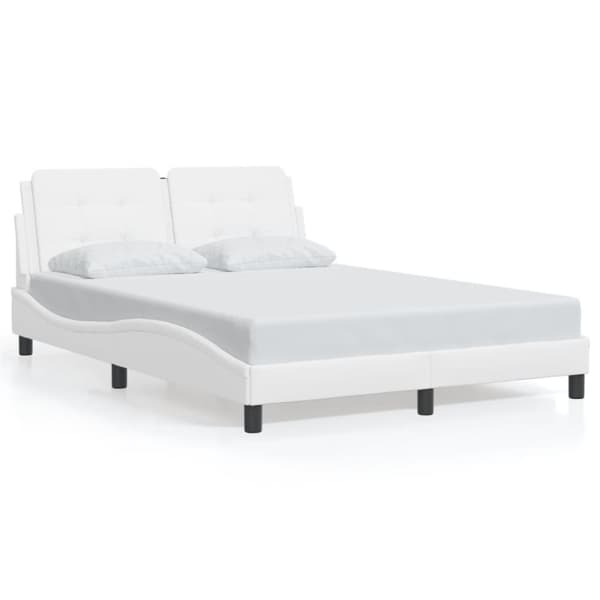 vidaXL sengeramme med LED-lys 120x200 cm kunstlæder hvid