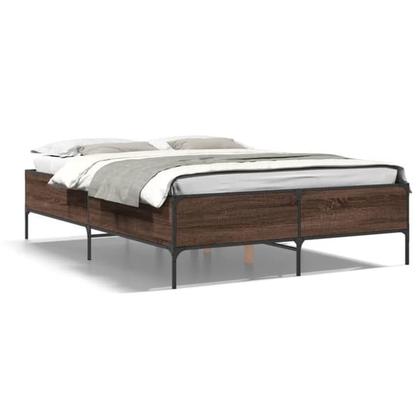 vidaXL Sengeramme brun eik 120x200 cm konstruert tre og metall
