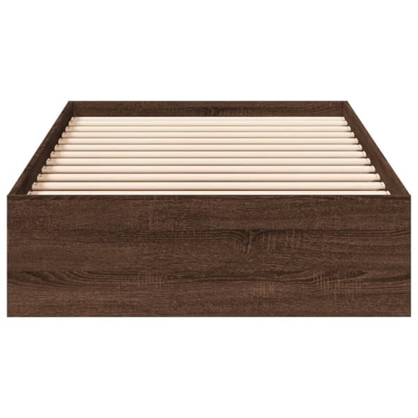 vidaXL Sängynrunko laatikoilla ruskea tammi 90x190 cm tekninen puu