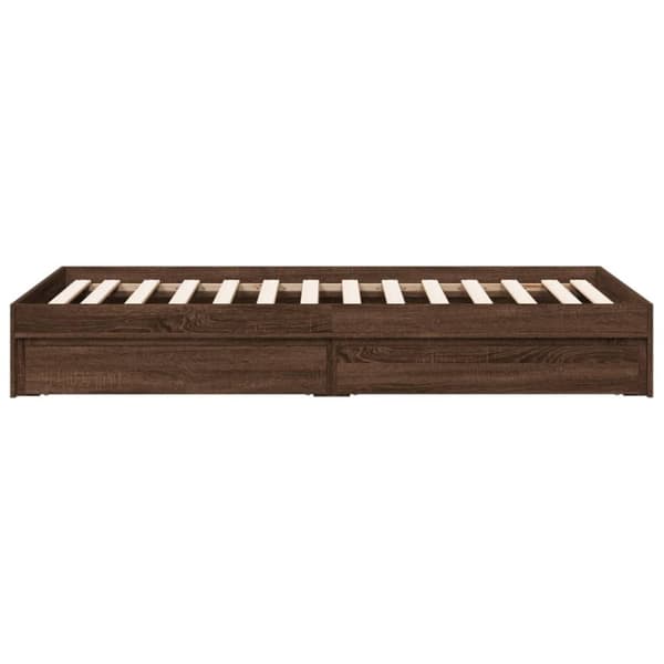 vidaXL Sängynrunko laatikoilla ruskea tammi 90x190 cm tekninen puu