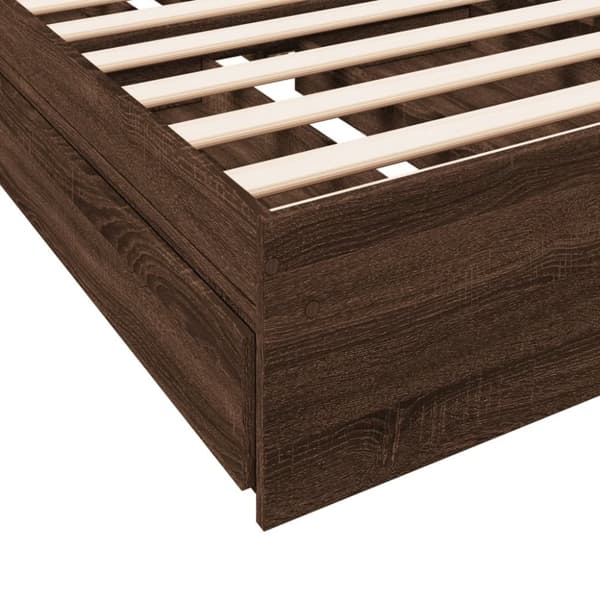 vidaXL Sängynrunko laatikoilla ruskea tammi 90x190 cm tekninen puu