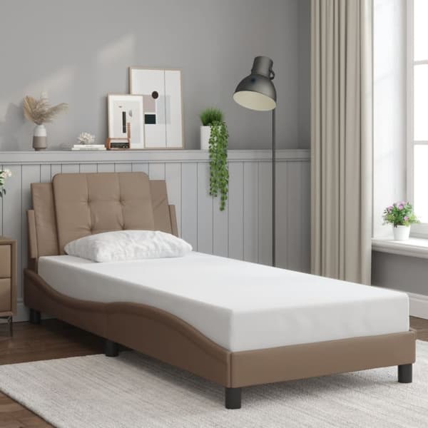 vidaXL Sengeramme med hodegavl cappuccino 90x190 cm kunstlær