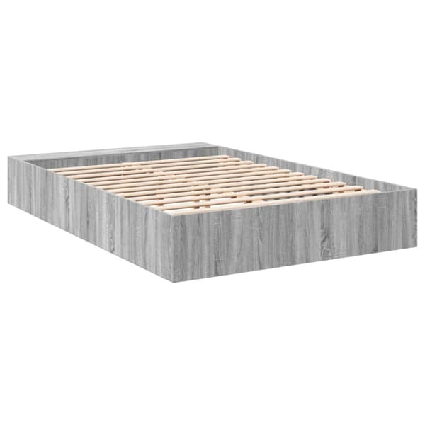 vidaXL sengestel 150x200 cm konstrueret træ grå sonoma-eg