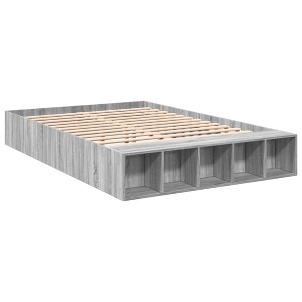vidaXL sengestel 150x200 cm konstrueret træ grå sonoma-eg