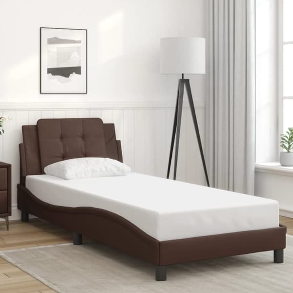 vidaXL sengeramme med sengegavl 80x200 cm kunstlæder brun