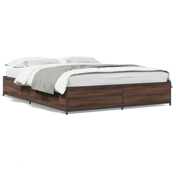vidaXL Sengeramme brun eik 120x200 cm konstruert tre og metall