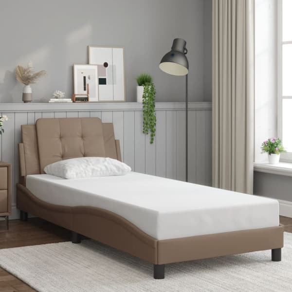 vidaXL Sängynrunko päädyllä cappuccino 80x200 cm keinonahka