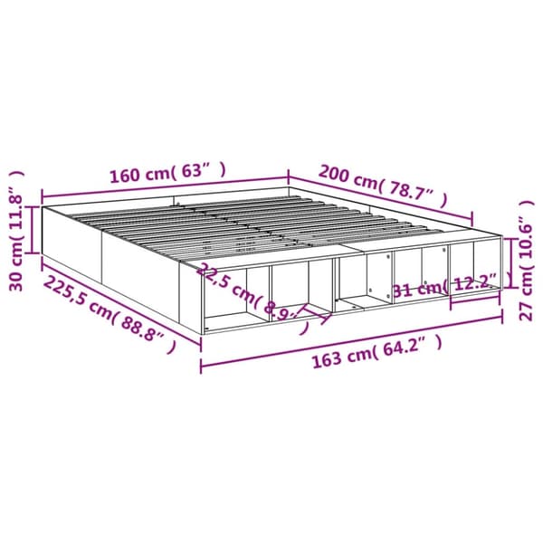 vidaXL sengestel 160x200 cm massivt træ sort