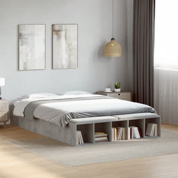 vidaXL Sengeramme betonggrå 140x190 cm konstruert tre