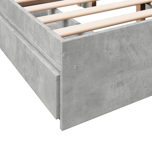 vidaXL Sengeramme med skuffer betonggrå 120x190 cm konstruert tre
