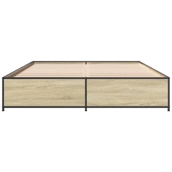 vidaXL sengestel 140x200 cm konstrueret træ og metal sonoma-eg
