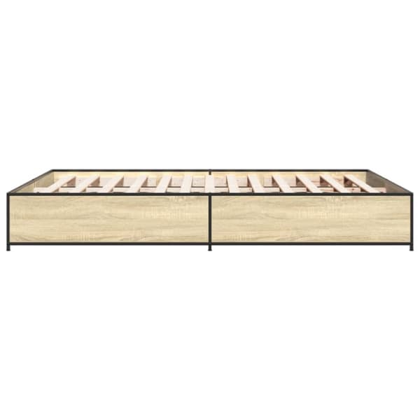 vidaXL sengestel 140x200 cm konstrueret træ og metal sonoma-eg