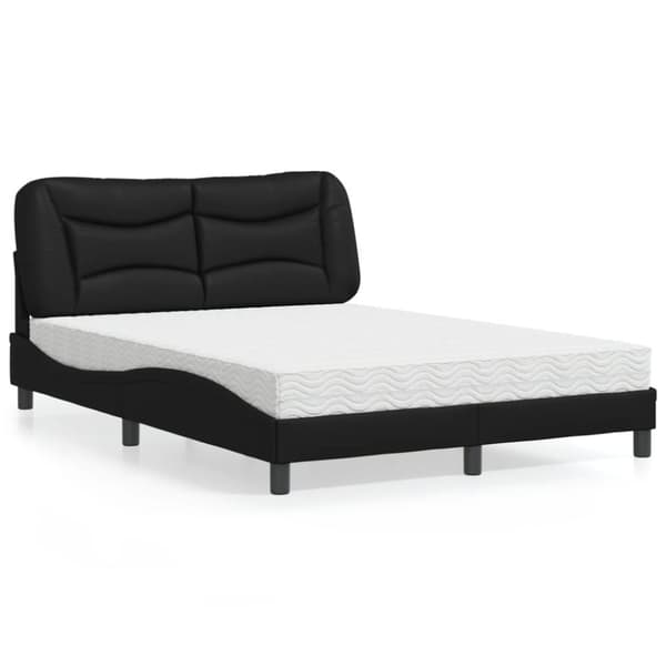 vidaXL seng med madras 140x190 cm kunstlæder sort