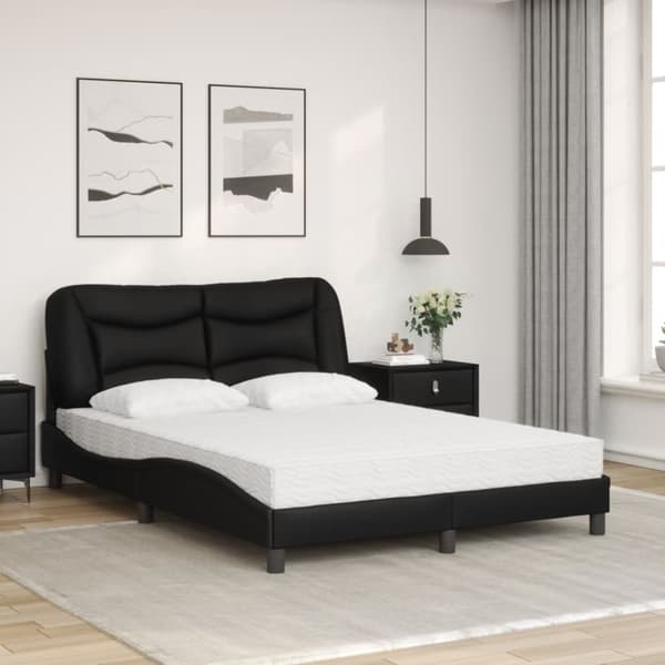 vidaXL seng med madras 140x190 cm kunstlæder sort