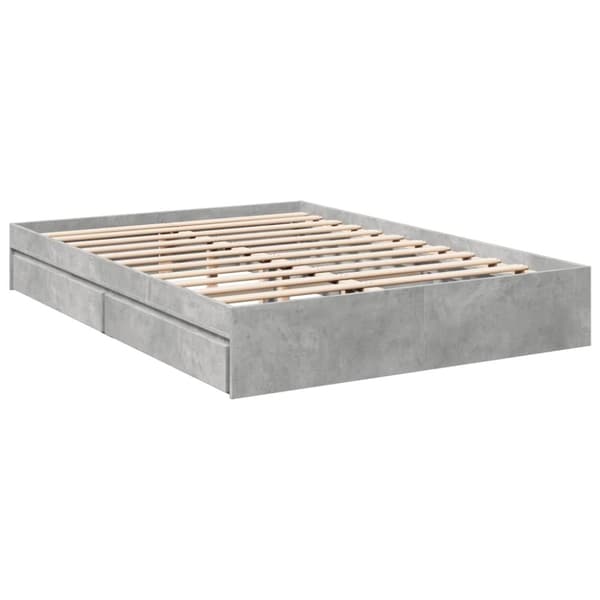 vidaXL sengeramme med skuffer 150x200 cm konstrueret træ betongrå