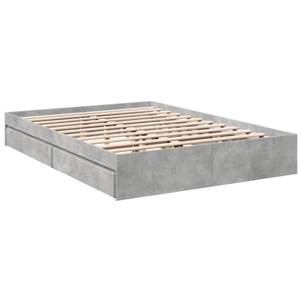 vidaXL sengeramme med skuffer 150x200 cm konstrueret træ betongrå