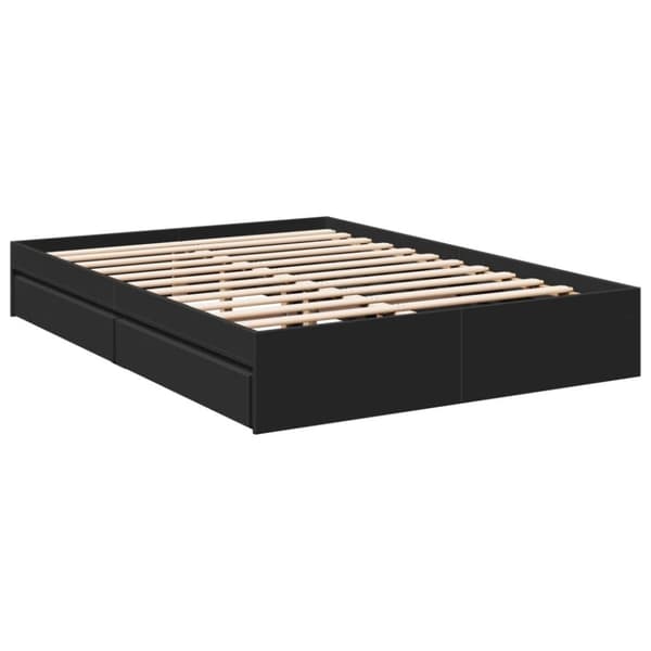 vidaXL Sengeramme med skuffer svart 140x200 cm konstruert tre