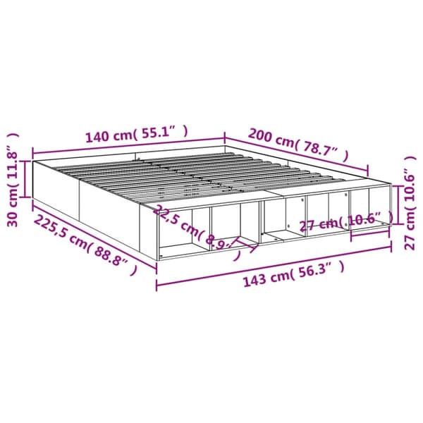 vidaXL sengestel 140x200 cm konstrueret træ betongrå