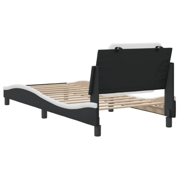 vidaXL sengeramme med sengegavl 100x200 cm kunstlæder sort og hvid
