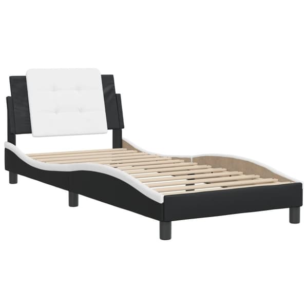 vidaXL sengeramme med sengegavl 100x200 cm kunstlæder sort og hvid