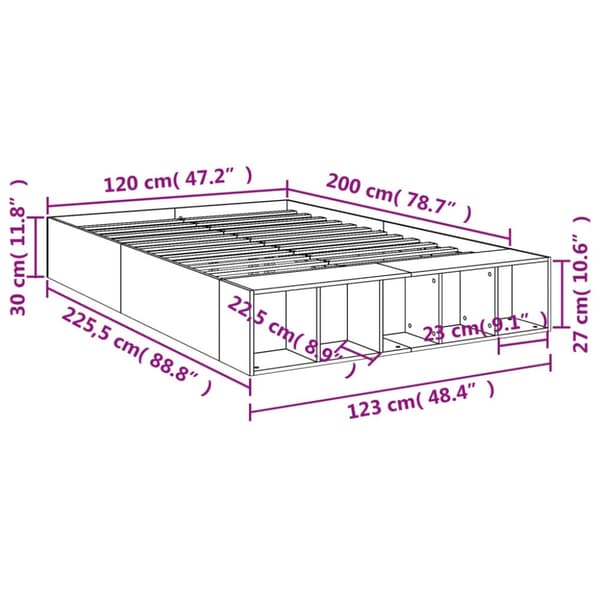 vidaXL sengestel 120x200 cm konstrueret træ sort