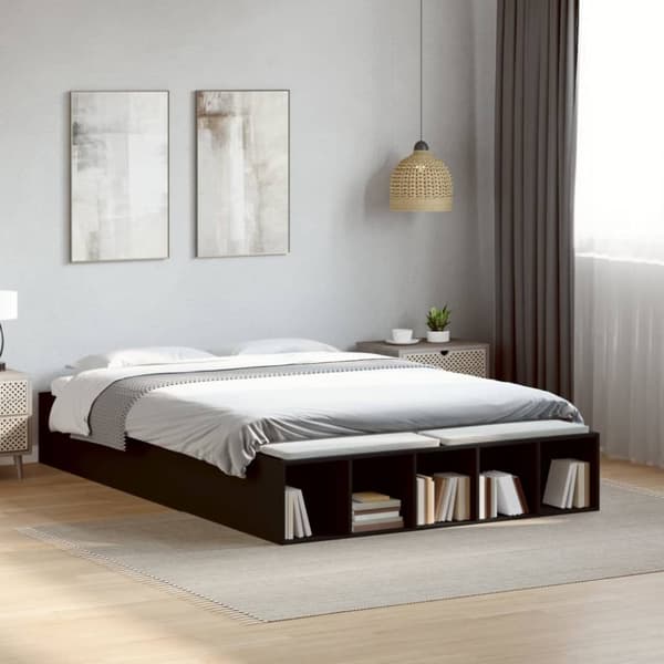 vidaXL sengestel 120x200 cm konstrueret træ sort