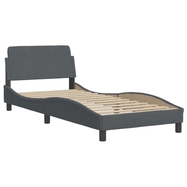 vidaXL seng med madras 90x200 cm velour mørkegrå