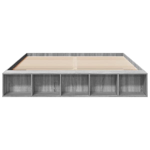 vidaXL Sengeramme grå sonoma 200x200 cm konstruert tre
