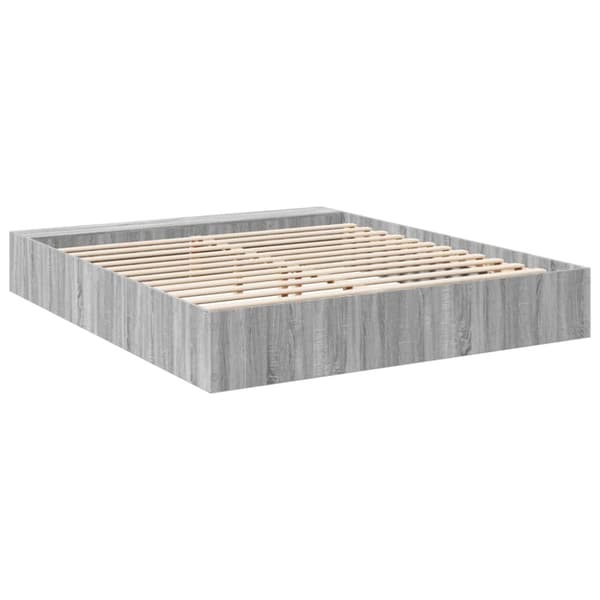 vidaXL Sengeramme grå sonoma 200x200 cm konstruert tre