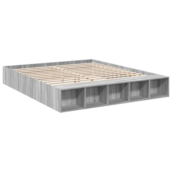 vidaXL Sengeramme grå sonoma 200x200 cm konstruert tre