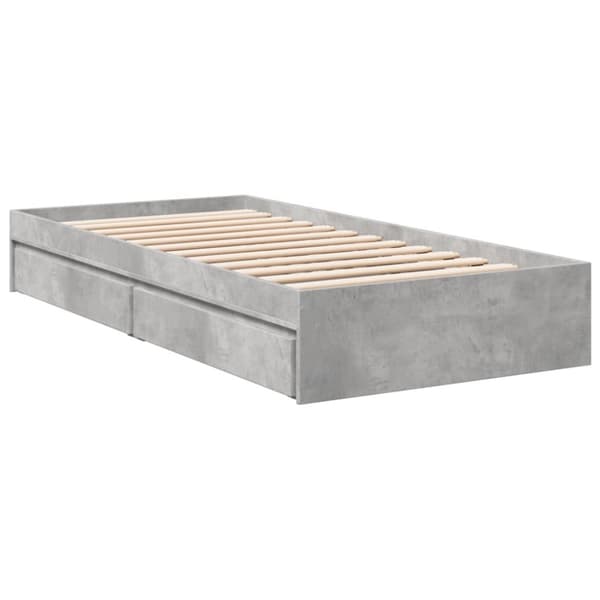 vidaXL Sängynrunko laatikoilla betoninharmaa 90x190 cm tekninen puu