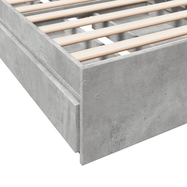 vidaXL Sängynrunko laatikoilla betoninharmaa 90x190 cm tekninen puu