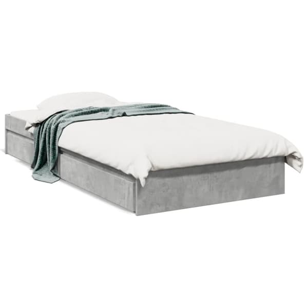 vidaXL Sängynrunko laatikoilla betoninharmaa 90x190 cm tekninen puu
