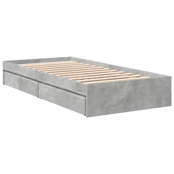vidaXL Sängynrunko laatikoilla betoninharmaa 90x190 cm tekninen puu