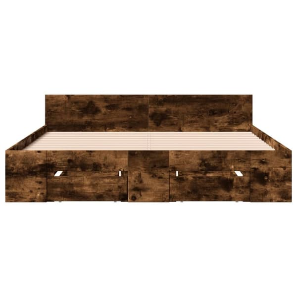 vidaXL Sängram med lådor rökfärgad ek 120x190 cm konstruerad trä