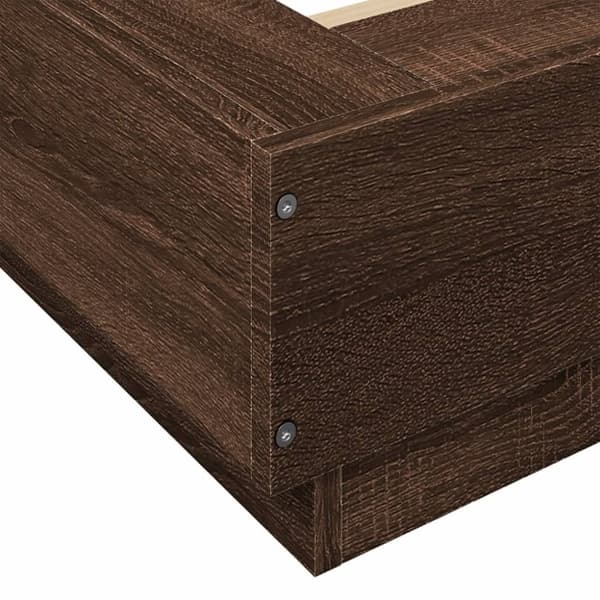 vidaXL Sängynrunko LED-valoilla ruskea tammi 140x190 cm tekninen puu