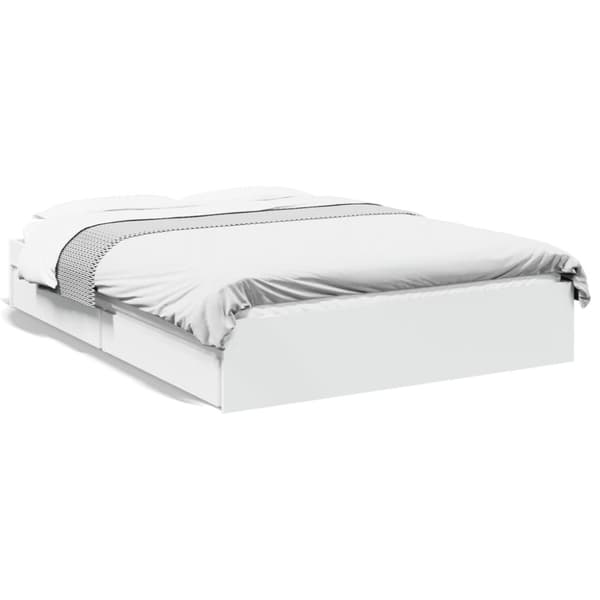 vidaXL sengeramme med skuffer 140x190 cm konstrueret træ hvid