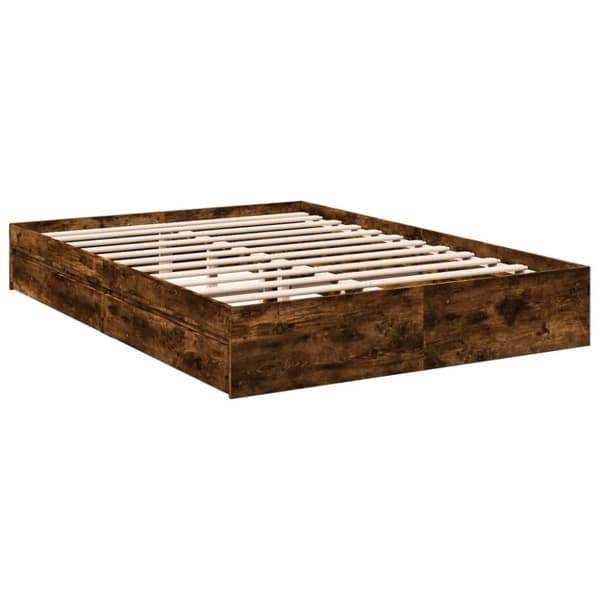 vidaXL sengeramme med skuffer 160x200 cm konstrueret træ røget eg